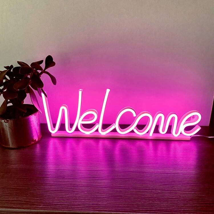 1pc High Brightness Welcome Shape Neon Light Sign, LED Neon Light Battery Or USB Powered Decorative Lamp, Welcome Size 15.3x4.6in/About 39x11.8cm Suitable For Room, Dorm, Bar, Party, Supermarket, Shop, Birthday, Party, Home Decor, Christmas Gift - White - View 10
