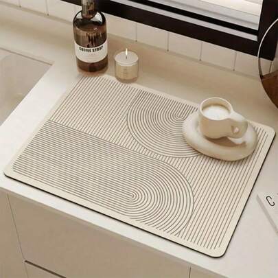 1pc Simple Style Kitchen Mat, Non-Slip Heat Resistant Tableware Mat, Festival Tableware Drain Mat, Suitable For Home Kitchen Coffee Bar Decoration