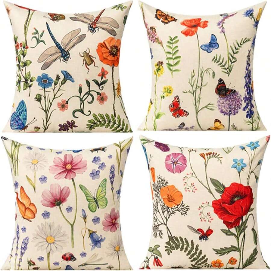 4Piece Outdoor Patio Pillow Cover Set, Decorative Cushion Cover For