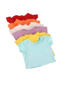 1pc Doll Clothing Set For 18-Inch American Doll, Doll Top With Multi-Colored Solid T-Shirts. Classic White Short Sleeve Top, Great For Summer Vacation. Perfect Birthday/Holiday/Toy Gift For Boys And Girls
