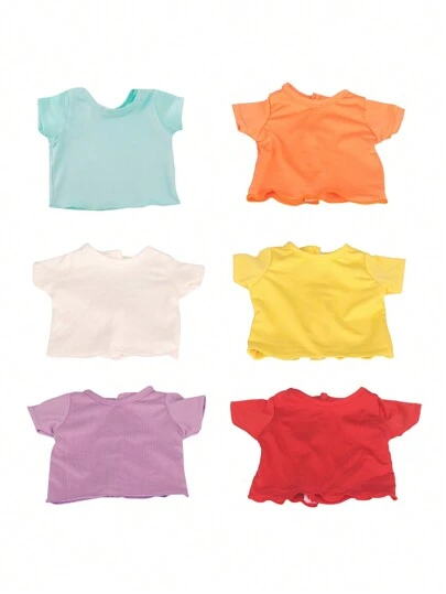 MSYO 1pc Doll Clothing Set For 18-Inch American Doll, Doll Top With Multi-Colored Solid T-Shirts. Classic White Short Sleeve Top, Great For Summer Vacation. Perfect Birthday/Holiday/Toy Gift For Boys And Girls