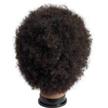 African Curly Human Mannequin Head, Hairdressing Practice Training Model, Ideal For Braiding And Dyeing Hairstyles - màu đen - Xem 5