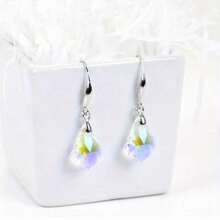 1pair Elegant Crystal Maple Leaf Pendant Hook Earrings For Women's Jewelry - Green - View 6