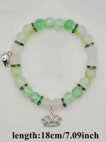 2Pcs Fashionable Bead Bracelets With Lotus &Crown Pendant ,Best Friend Bff Matching Bracelets For Couples Women Men