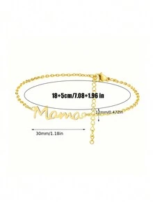 1pc Mother's Day "Mama" Letter Charm Bracelet, Creative Fashionable Personalized Jewelry Gift, A Simple Yet Exquisite Love Gift For Mother - Gold - View 5