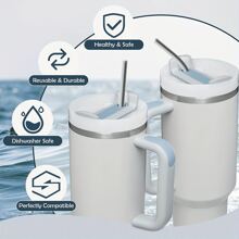 5/10pcs Cup Replacement Straws - 304 Stainless Steel, Reusable, Extra Long With Cleaning Brush - Compatible With 40 Oz Tumbler For Smoothies And Iced Coffee, Kitchen, Christmas Gift,School Supplies - Silver - View 8