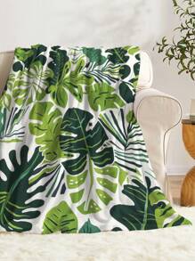 1入組熱帶植物、棕櫚葉和龜背竹印花正方形印花絨毯，柔軟溫暖，適合客廳、沙發、躺椅和臥室，適用於旅行、露營和送禮品。 - 彩色 - 查看 8