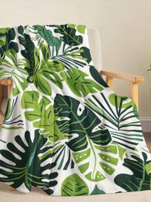 1入組熱帶植物、棕櫚葉和龜背竹印花正方形印花絨毯，柔軟溫暖，適合客廳、沙發、躺椅和臥室，適用於旅行、露營和送禮品。 - 彩色 - 查看 7