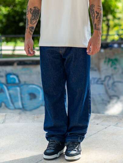 Calça Jeans Masculina Estilo Balão Street Baggy Boca Larga Oversized