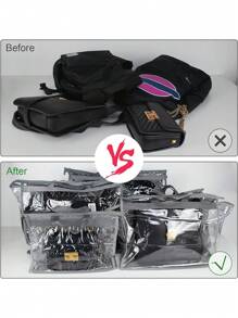 1PC Handbag Storage Organizer Dust Bags For Purses Handbags Closet, Clear Purse Protector Storage Bag Dust Cover For Bags, 5 Sizes Of Handbag Hanging Zipper Bag For Travel Storage Bag,Makeup Bag,Cosmetic Bag,Vacation Organizer,Large Capacity Makeup Organizer Makeup Case, For Lipstick, Brush, Skincare, Mobile Phone, Coin, Small Items, For Home,Gift,Vacation And Festival Halloween Christmas Multifunctional Use,Boho Vibes - Grey - View 6