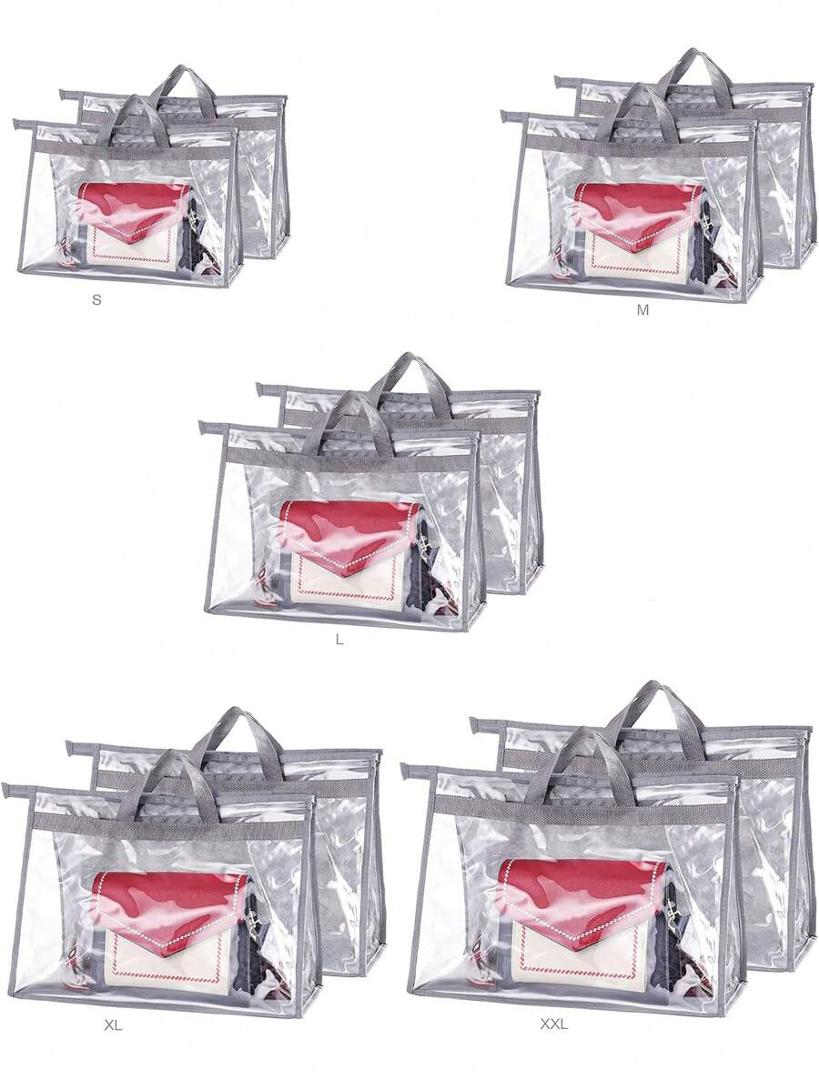 1PC Handbag Storage Organizer Dust Bags For Purses Handbags Closet, Clear Purse Protector Storage Bag Dust Cover For Bags, 5 Sizes Of Handbag Hanging Zipper Bag For Travel Storage Bag,Makeup Bag,Cosmetic Bag,Vacation Organizer,Large Capacity Makeup Organizer Makeup Case, For Lipstick, Brush, Skincare, Mobile Phone, Coin, Small Items, For Home,Gift,Vacation And Festival Halloween Christmas Multifunctional Use,Boho Vibes - Grey - View 1