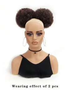 1 Pc Afro Curly Hair Buns Updo Ponytail Short African Twisted Curly Drawstring Extension For Women And Girls Synthetic Hair Bun Ponytail Clip In Hair Extensions