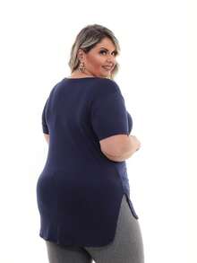 Plus Size Sports Tees & Tanks - Màu xanh lam - Xem 2