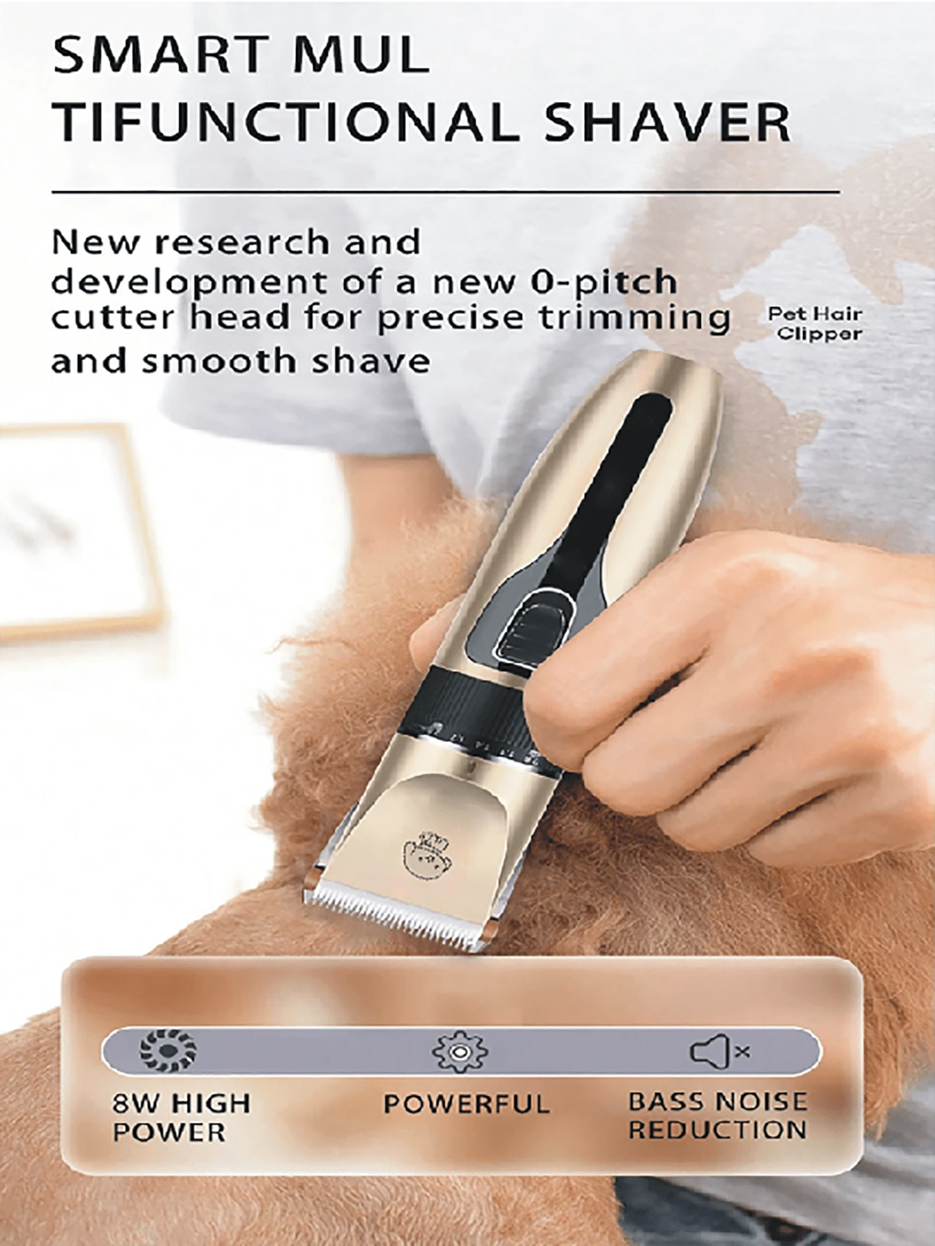 Rechargeable Pet Hair Trimmer, Dog Electric Grooming Clipper, Poodle