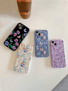 4件装糖果色花蝶图案新款直边防摔手机壳，兼容 15/XR/7/8、 15 Pro Max、 13、 14、 11、 XS P12软TPU防摔壳，兼容三星、Redmi A03s、A03core、A04、A12、A13、A14、A21s、A22、A23、A24、A32、A33、A34、A5、A51、A52、A53、A54、A71、A72、A73、S20fe、S21、S22，兼容小米和Redmi系列：兼容Redmi 9、兼容Redmi 9a。兼容红米10a国际版，不兼容国内版 - 彩色 - 查看 3