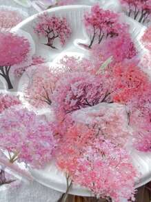 40pcs Fresh Petite Cherry Blossom Tree INS Style Scenery DIY Decoration Material PET Sticker For Scrapbooking Back To School