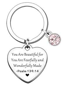 Christian Women Inspirational Gift Keychain For Girls Encouragement Gift With Bible Verse For Friends, Sisters Car Accessories Bag Charm Backpack For School - Silver - View 6