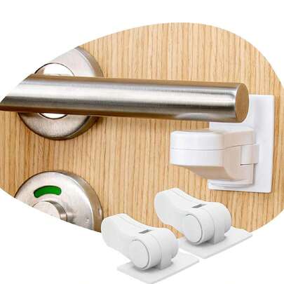 1Pc Door Lever Lock For Child Protection - Baby Proofing - Child Proof Handle Locks