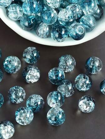 50Pcs 8mm Crystal Glass Beads Northern Lights  Blue Beads Cracked Round Beads DIY Handmade Jewelry Bracelet Necklace Earrings Manufacturing