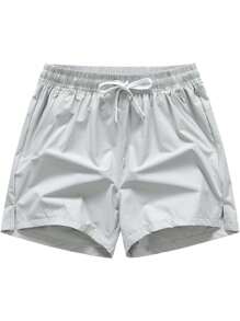 1pc Boyfriend Style Men's Casual Breathable Quick-Drying Running Shorts, Khaki