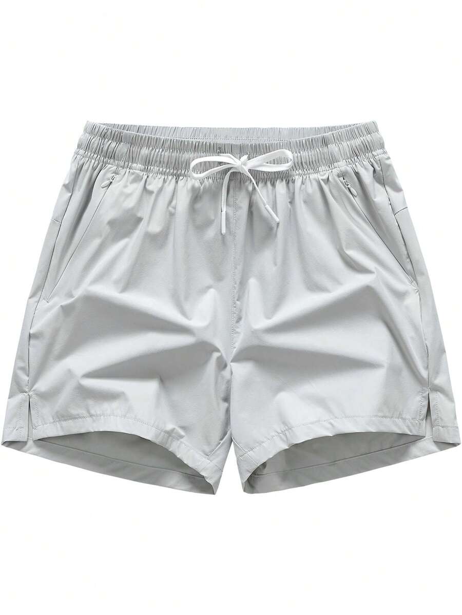 1pc Boyfriend Style Men's Casual Breathable Quick-Drying Running Shorts, Khaki