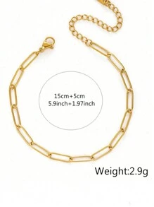 1 Set Minimalist Paperclip Shaped Stainless Steel Necklace And Bracelet Jewelry Set, Suitable For Women's Daily Outfit Or As A Mother's Gift