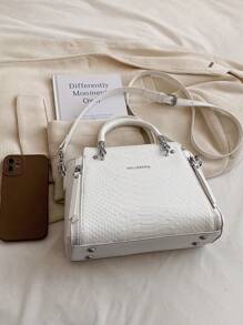 BELLEBORG Bolso de mano elegante para mujer con patrón de cocodrilo