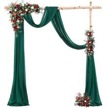 1pc Elegant Sheer Wedding Arch Backdrop With Indoor And Outdoor Decoration - Dark Green - View 6