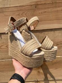 ALPARGATAS MUJER CUÑAS YUTE ZAPATOS PLATAFORMA DAMA MODA MINAS DEL REY - Beis - Ver 2