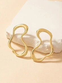 2 piezas Pendientes de diosa con diseño de línea asimétrica simple para uso diario y accesorios de moda