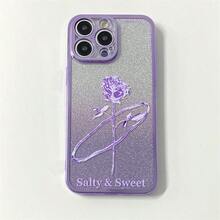 Glitter Rose Phone Case Compatible With Xiaomi POCO And Redmi, Electroplated Sparkly Soft Cover With Fashionable Colored Sparkles And Anti-Drop Protective Design - Electroplated Glitter Purple + Painted Roses - View 7
