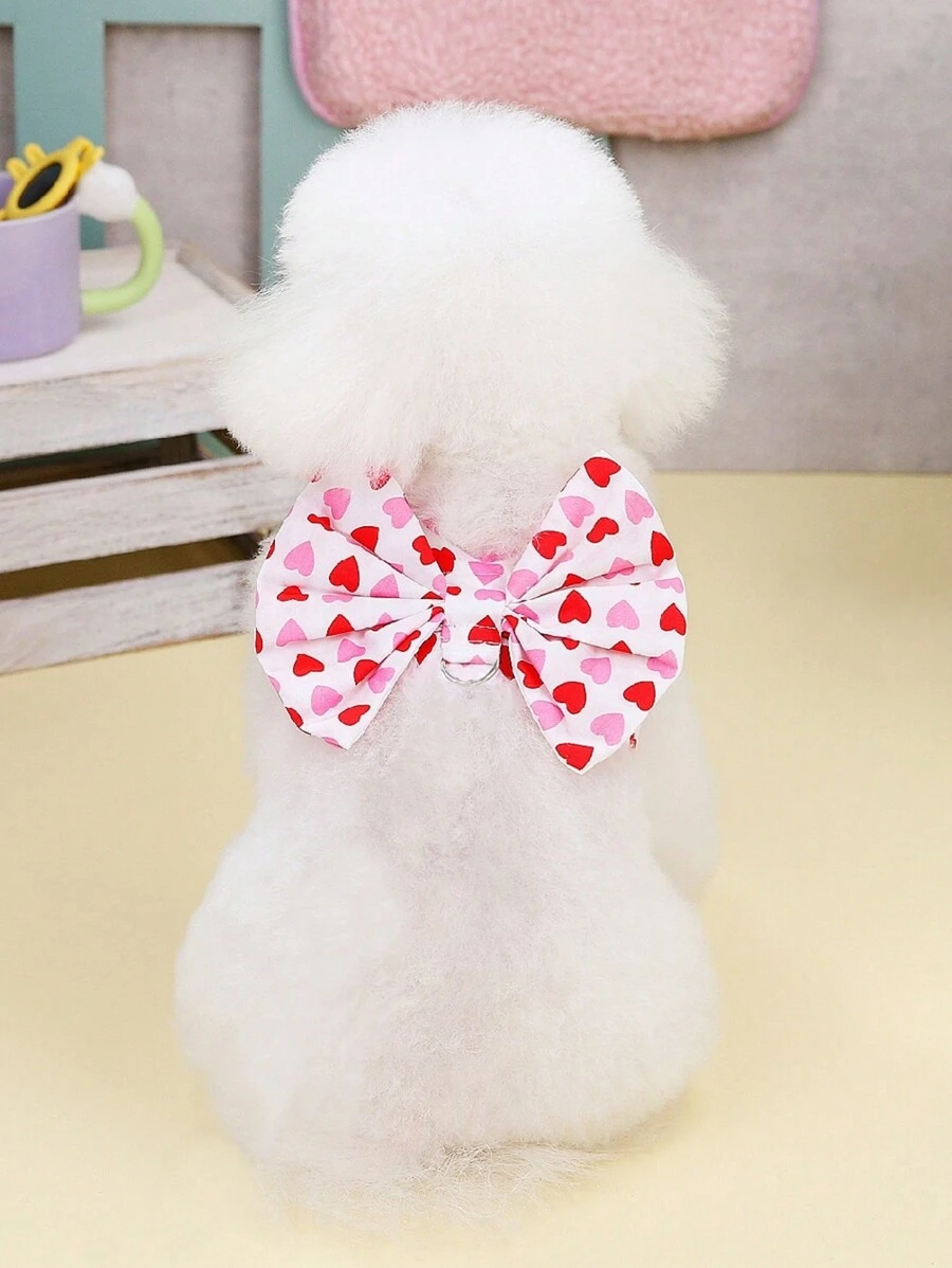 1pc Pet Bow Harness, Suitable For Daily Wear - Multicolor - View 1