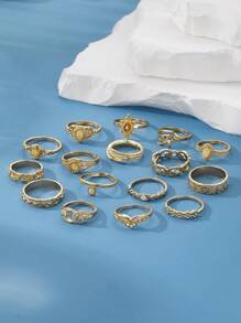 16入組波西米亞風格女士戒指套裝