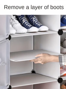 1Pc Simple Shoe Rack Dust-Proof Multi-Layer Shoe Storage With Shelf Vertical Shoe Rack Large Capacity Shoe Rack Single Double Row Hallway Shoe Rack - Black - View 6