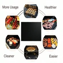 5pcs Nonstick Reusable Barbecue Grill Mat Set - For Gas, Charcoal Or Electric Grills - Easy To Clean