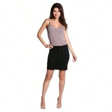 FALDA CORTA DE MEZCLILLA STRETCH CASUAL - Negro - Ver 1