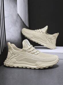 Men's Mesh Sports Shoes, New Summer Wear-Resistant Soft Bottom Light Walking Shoes, Breathable, Slip-Resistant Running Jogging Casual Shoes - Beige - View 4