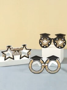 6入組黑金風格2024畢業季眼鏡，畢業班級派對照片裝飾，畢業照道具，派對禮物 - 黑金色 - 查看 6