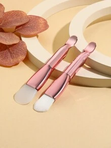 2pcs Facial Mask Brush Dual Head Silicone And Soft Hair Skin Care Brush Mud Film Brush With Spoon Beauty Products Facial Brush Tool Mask Knife Double Head Silicone Mask Brush Mud Film Apply Face Homemade Soft Film Tool Special Brush