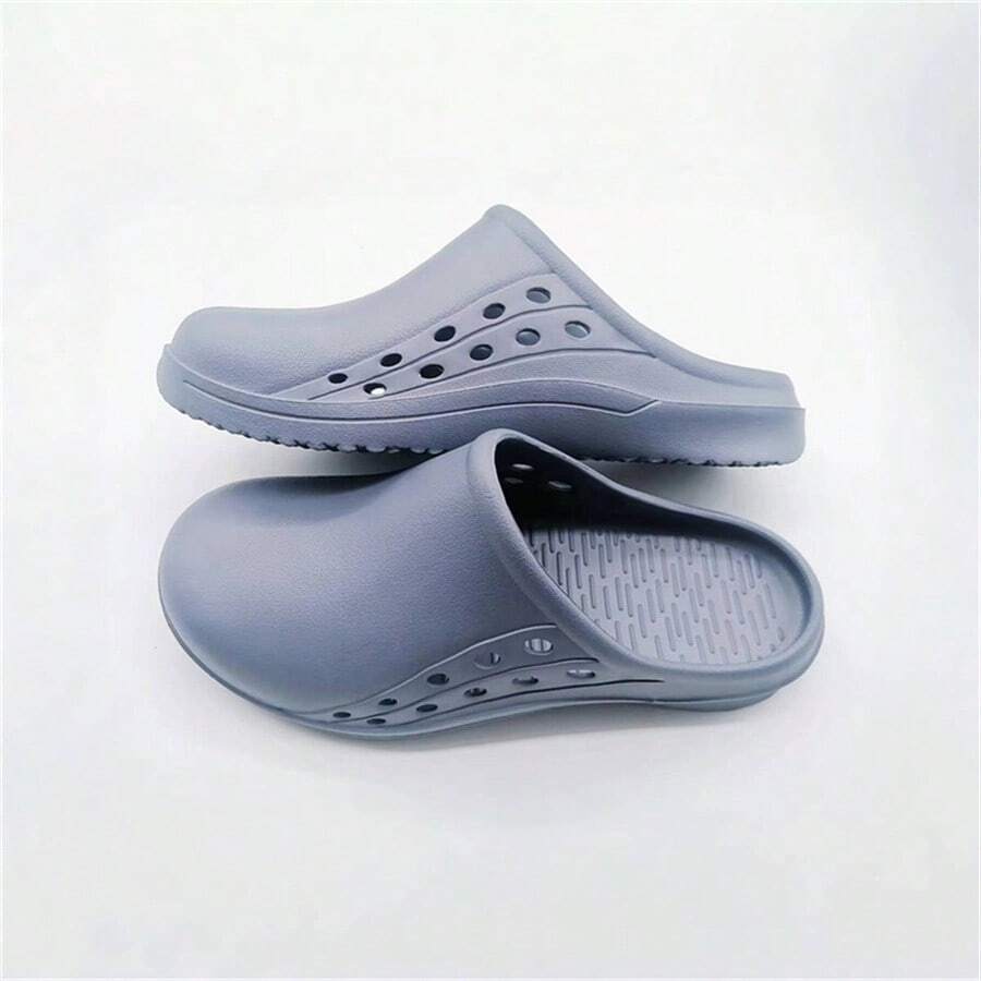 手術鞋手術室拖鞋男女不限防滑軟底帶腳趾保護 適用於醫生、護士、警衛、實驗室和工業工人 - 淺灰色 - 查看 1