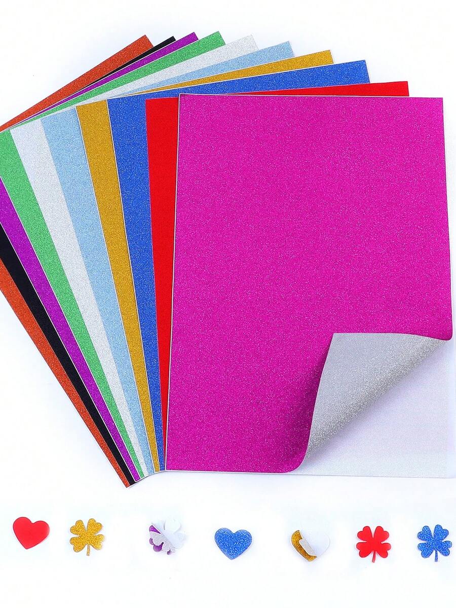 10入組，10色黃金粉末貼紙；不褪色閃亮，適用於裝飾，A4金色閃閃發光紙，附贈禮盒自粘，非常適合DIY、燙金紙使用 - 彩色 - 查看 1