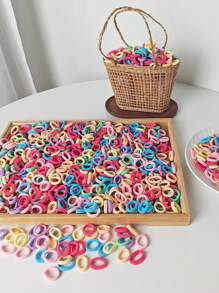 (100pcs) Candy-Colored Small Solid Elastic Hair Ties For High Ponytail Accessories