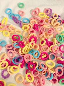 (100pcs) Candy-Colored Small Solid Elastic Hair Ties For High Ponytail Accessories