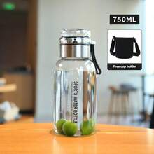 1pc Large Capacity Glass Water Bottle With Stainless Steel Tea Infuser, Comes With Carrying Bag And Lid, Suitable For Flower Tea & Fruit Tea - Large Capacity Glass Water Cup - View 3