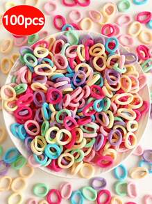 (100pcs) Candy-Colored Small Solid Elastic Hair Ties For High Ponytail Accessories
