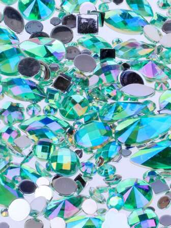 200 件 3D 美甲装饰指甲饰 Ab 混色 Henstone DIY 非热修复平背亚克力 Henstone 宝石指甲饰 美甲用品