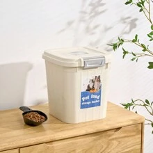 Pet Food Storage Container, Capacity Of 5kg/10kg, Sealed, Insect-Proof, Moisture-Proof, Household Storage Container For Cat Food - White - View 3