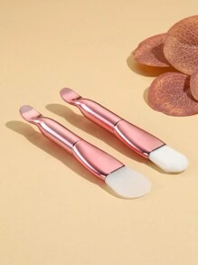 2pcs Facial Mask Brush Dual Head Silicone And Soft Hair Skin Care Brush Mud Film Brush With Spoon Beauty Products Facial Brush Tool Mask Knife Double Head Silicone Mask Brush Mud Film Apply Face Homemade Soft Film Tool Special Brush