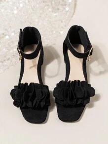 Kids' Black High Heel Sandals For Girls, Spring/Summer New Design, Thick Heel, Youth/Young Children Size, Performance Shoes - Black - View 7