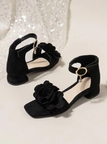 Kids' Black High Heel Sandals For Girls, Spring/Summer New Design, Thick Heel, Youth/Young Children Size, Performance Shoes - Black - View 8